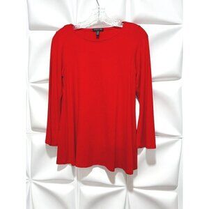 Eileen Fisher Sz PS P S Red A Line Flared Top Tee T-Shirt LS Long Sleeve Tunic